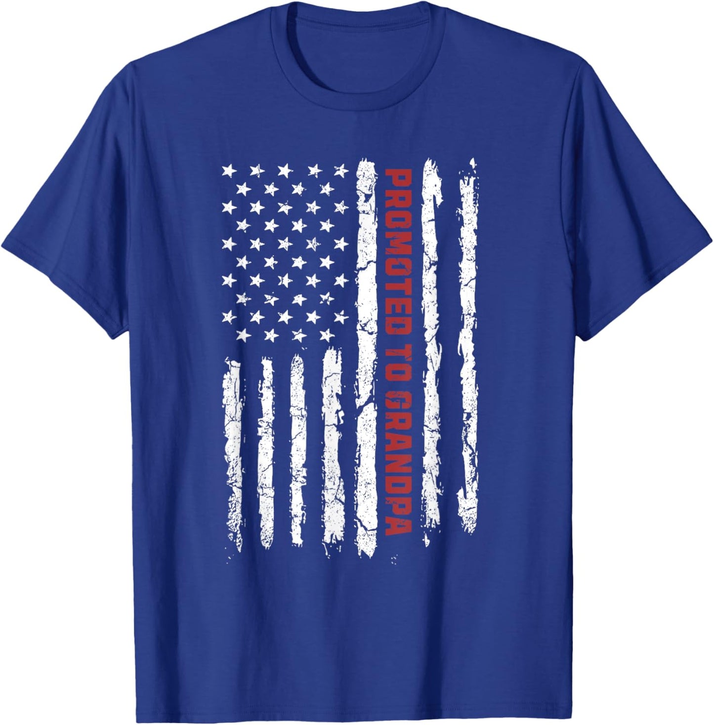 Promoted To Grandpa, First Time Grandpa American Flag T-Shirt - T-Shirt | Royal