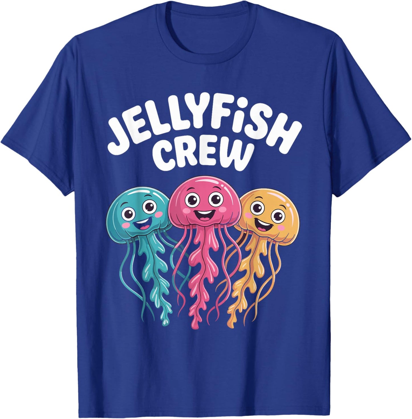 Jellyfish Crew Funny Cartoon Ocean Birthday Party Style T-Shirt - T-Shirt | Royal