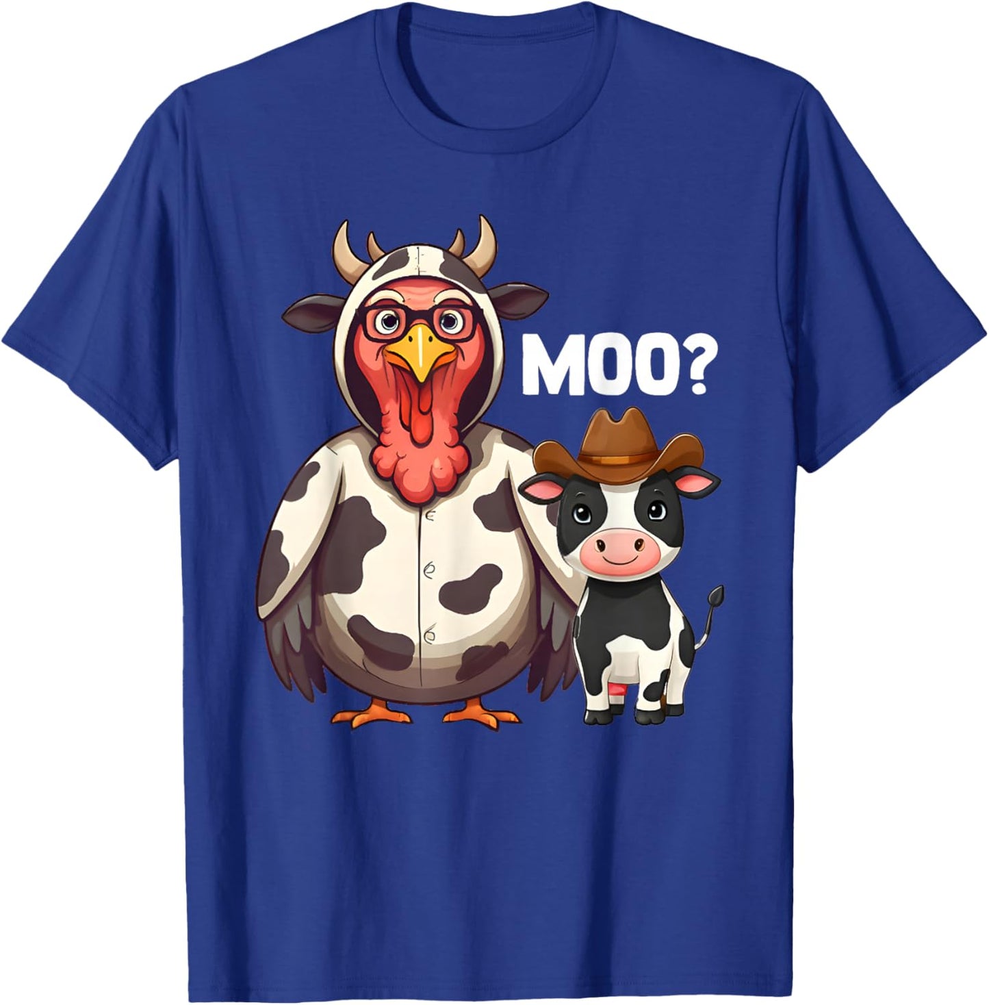 Turkey Moo Funny Thanksgiving - -Adults, Farmers - Black - Short Sleeve - - Cartoon Pattern - Thanksgiving Humorous T-Shirt - T-Shirt | Royal
