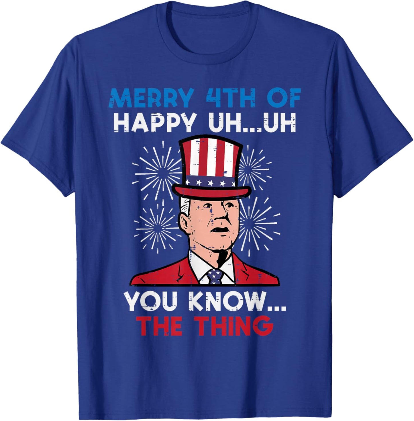 Merry 4th Of July Joe Funny Confused Patriot Men Women T-Shirt - T-Shirt | Royal