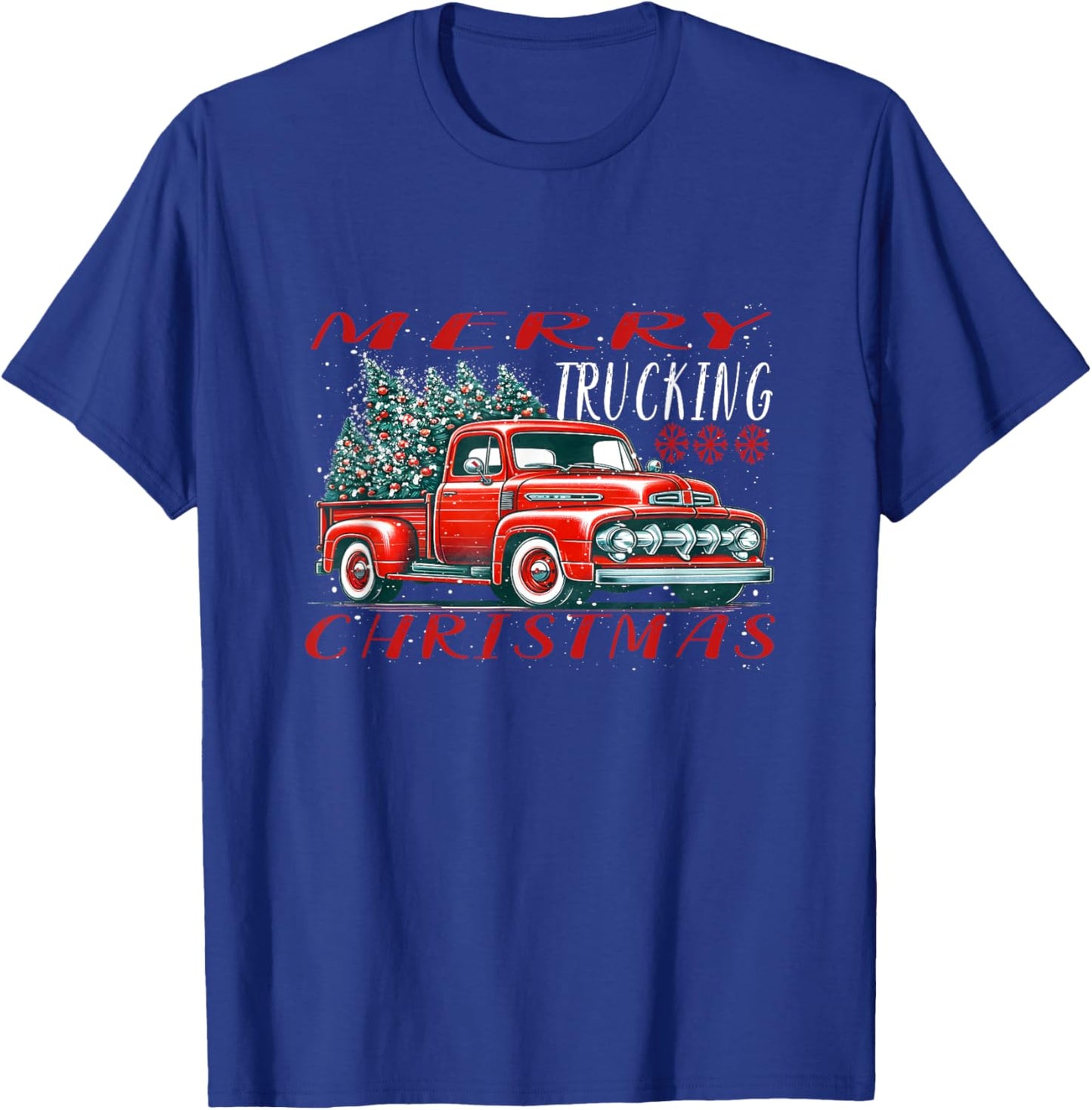 Red Retro Truck with Christmas tree T-Shirt - T-Shirt | Royal