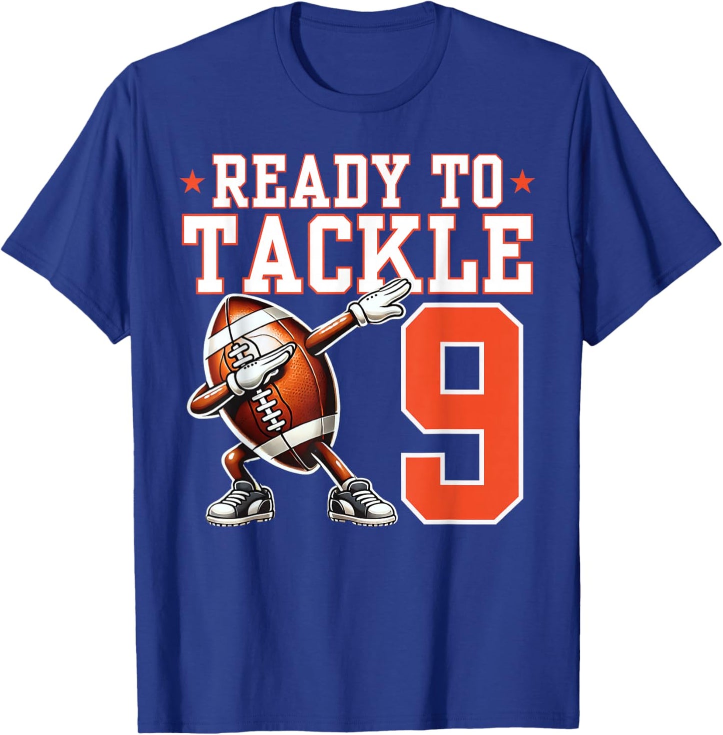 Ready to Tackle 9 Years Old 9th Birthday Football Party T-Shirt - T-Shirt | Royal
