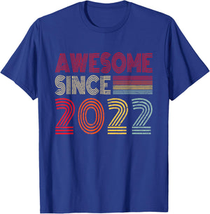 Awesome Since 2022 4th Birthday Retro Vintage Boys Girls T-Shirt - T-Shirt | Royal