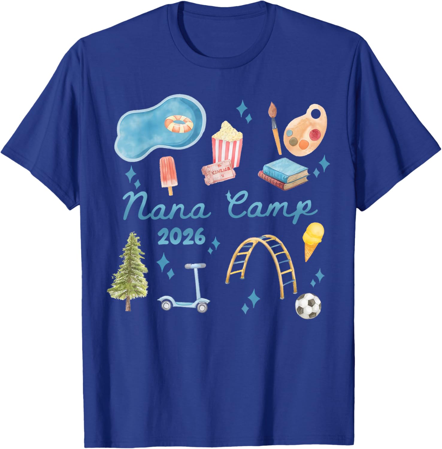 Nana Camp 2026 Family Vacation Summer Camping Crew Kids T-Shirt - T-Shirt | Royal
