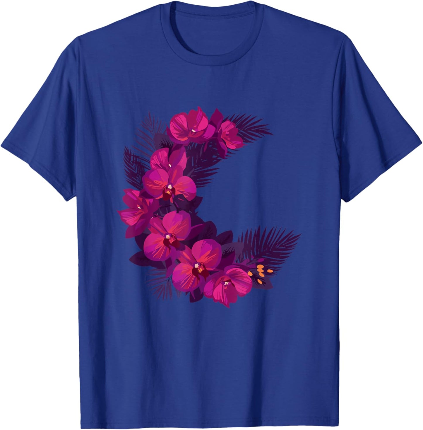 Croissant de Lune bohème avec orchidées Tropicales Violettes T-Shirt - T-Shirt | Royal