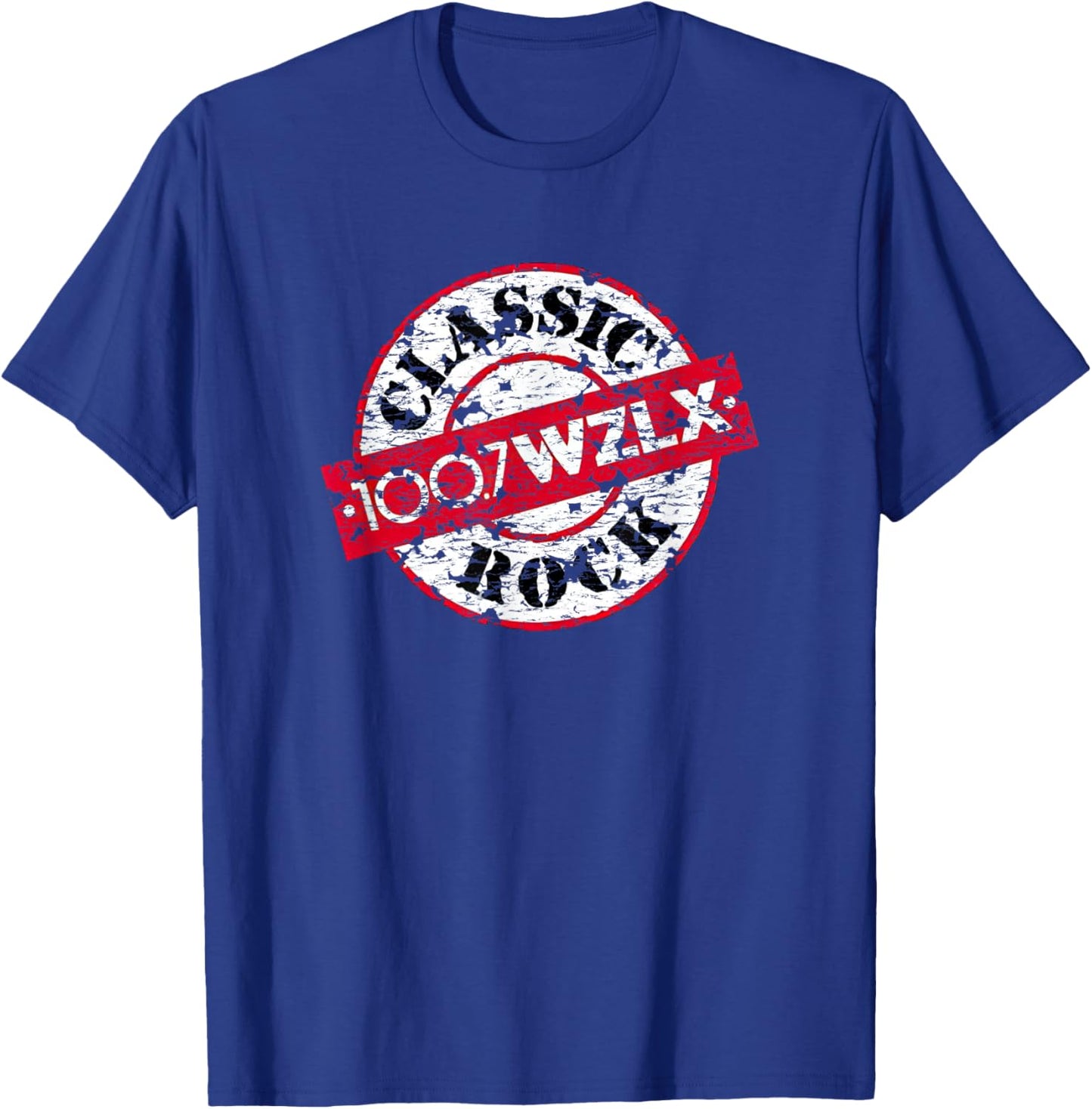 Boston 100.7 WZLX Classic Rockstation Logo Distressed T-Shirt - T-Shirt | Royal