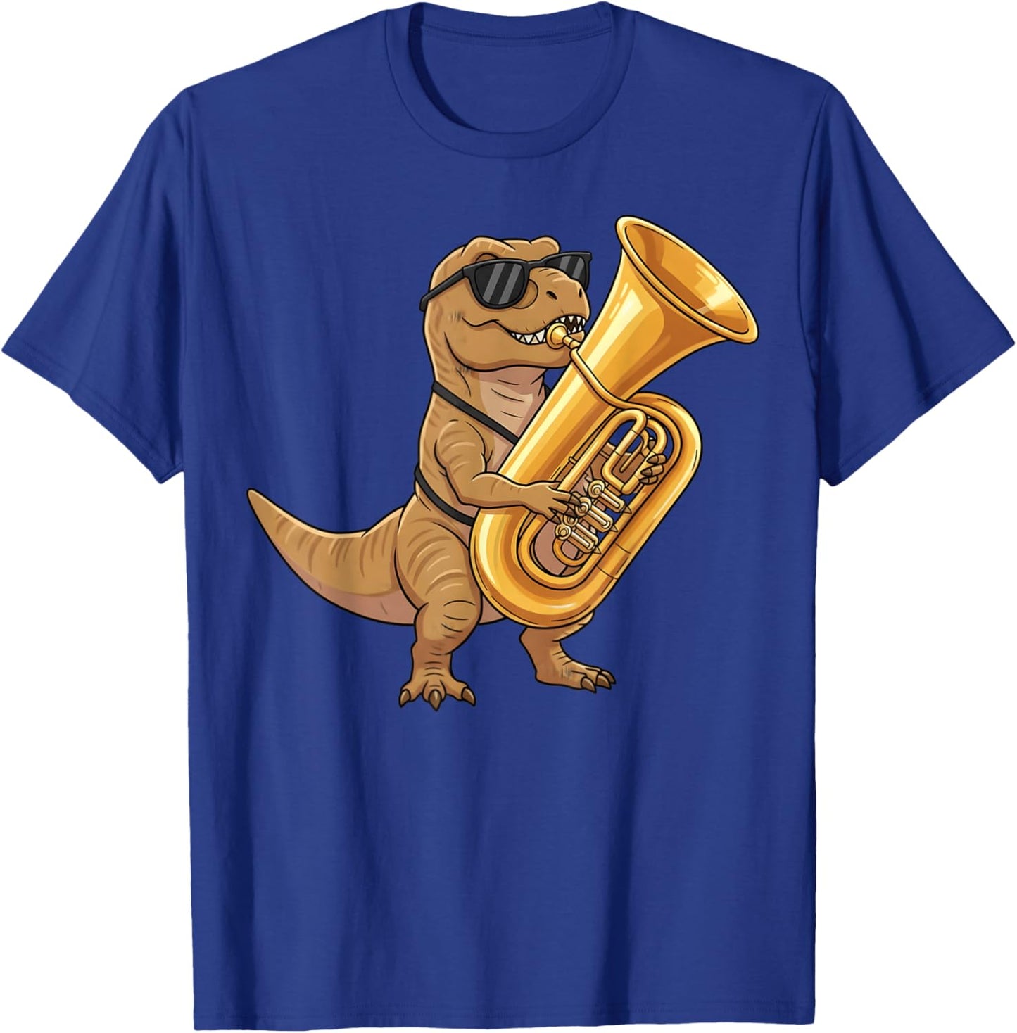 Cute Dinosaur Playing Tuba Music Musician Kids Boys T Rex T-Shirt - T-Shirt | Royal