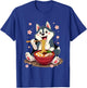 Otaku Husky Dog Ramen Noodles -Adult Anime Manga Kawaii Husky Dog Eating Ramen Black Small Classic Fit Short Sleeve Cotton Blend Machine Wash T-Shirt - T-Shirt | Royal