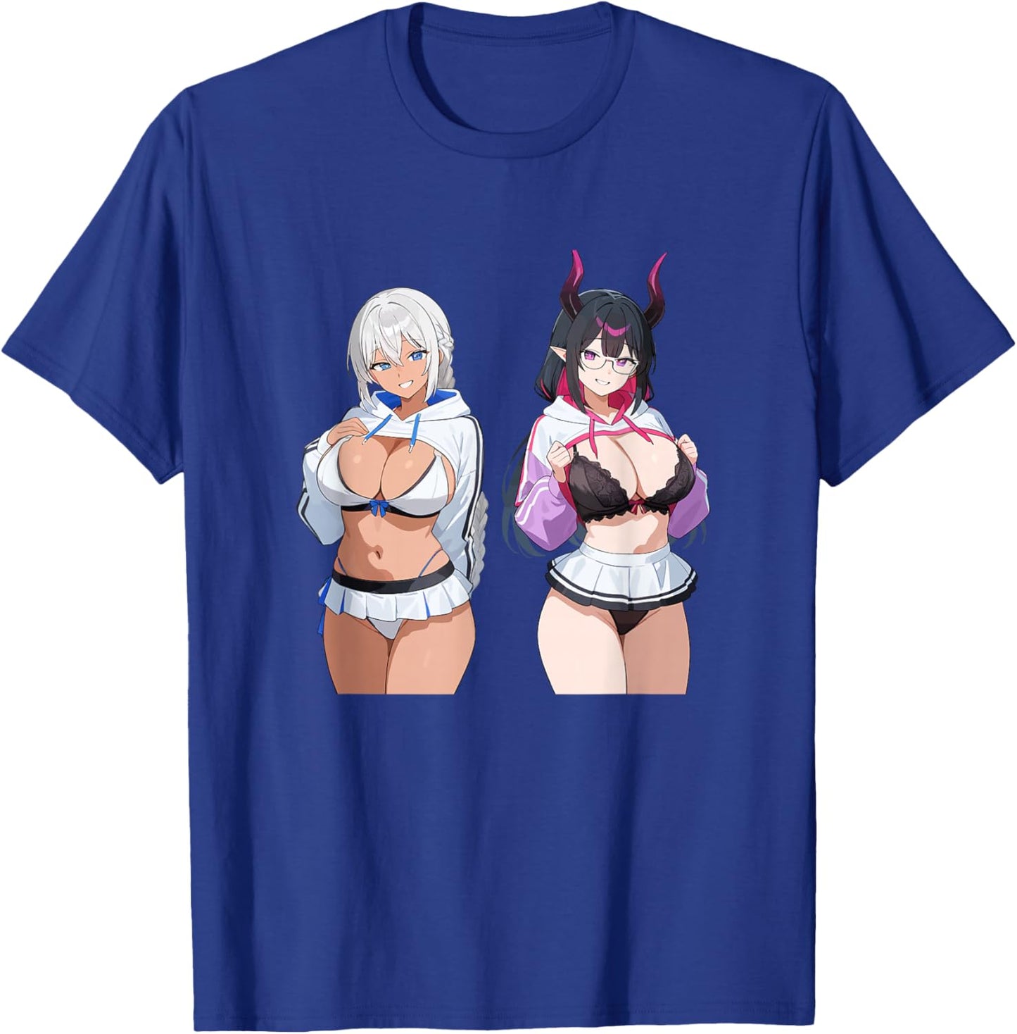 Waifu Sexy Anime Girl Horns Mini Skirt Japanese Retro Art T-Shirt - T-Shirt | Royal