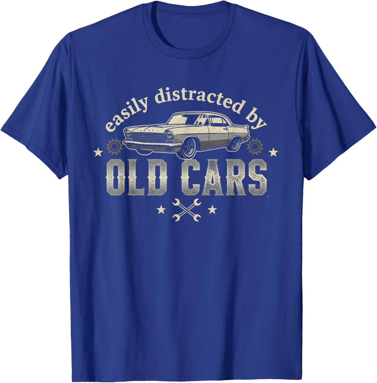 Easily Distrackted by Old Cars Classic Car Guy T-Shirt - T-Shirt | Royal