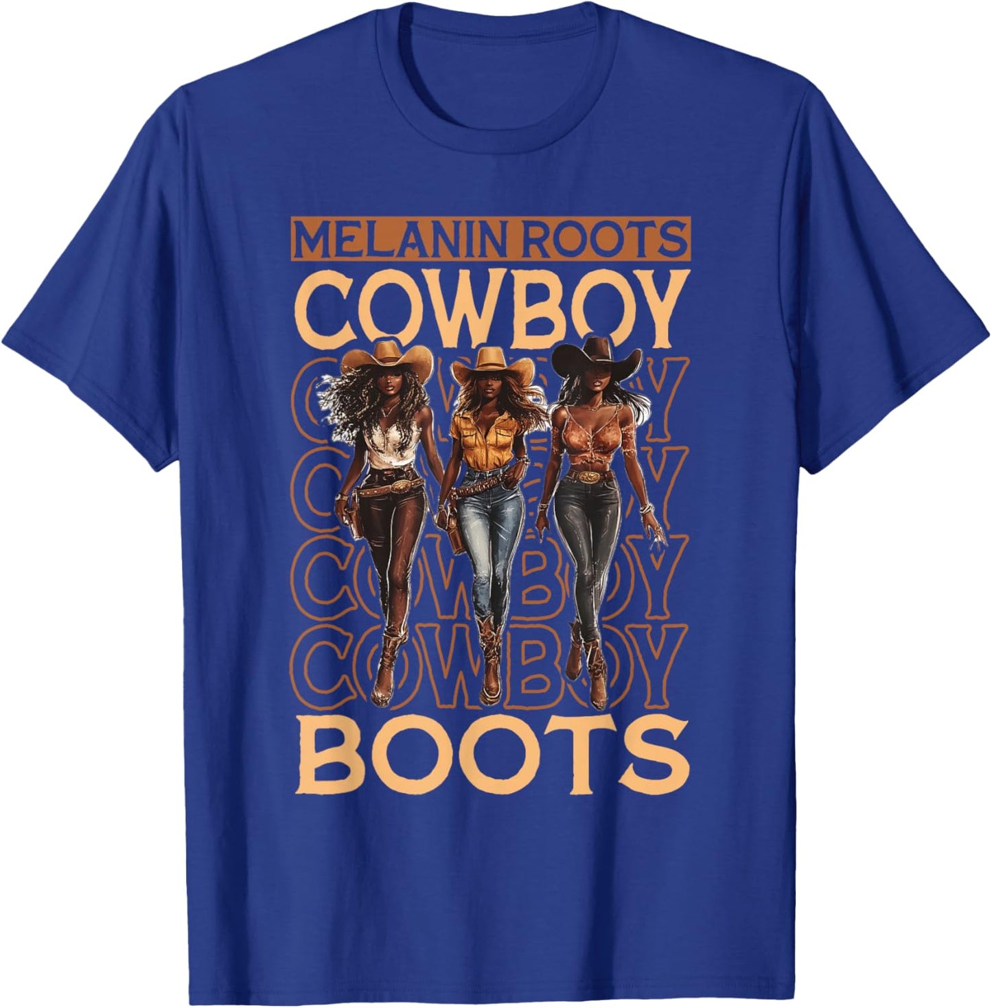 Melanin Cowgirls African Melanin Cowgirl Black History T-Shirt - T-Shirt | Royal