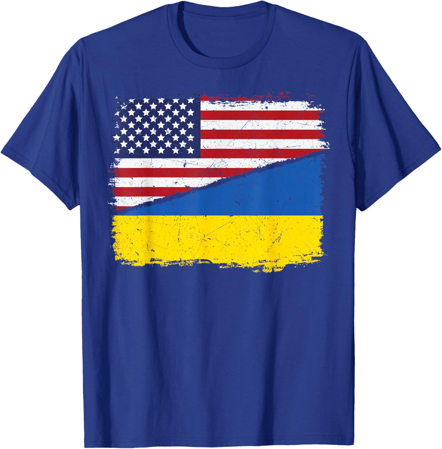 Half American Half Ukrainian USA Flag Ukraine Flag Patriotic T-Shirt - T-Shirt | Royal