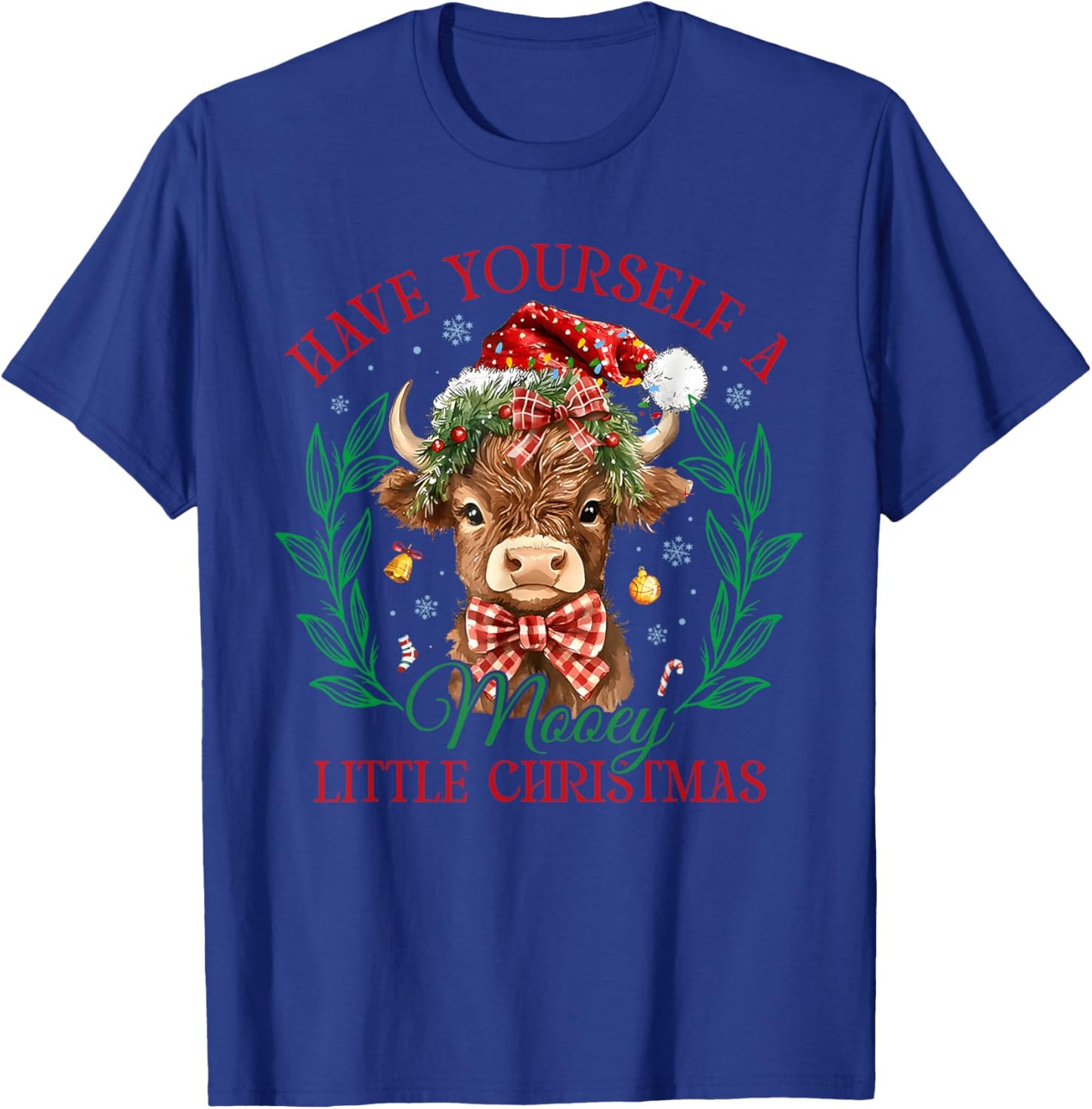 Have Yourself A Mooey Little Christmas Funny Cow Santa Women T-Shirt - T-Shirt | Royal
