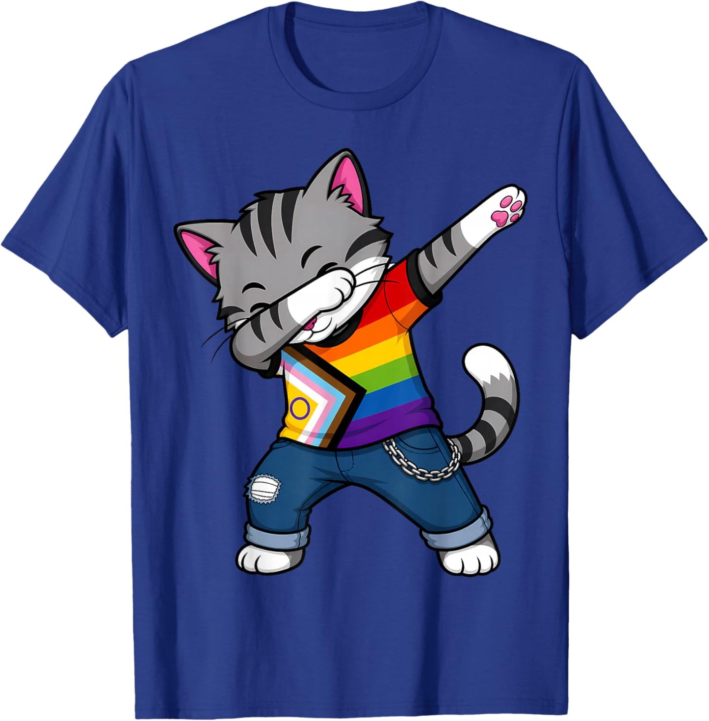 Drapeau de la fierté LGBTQIA+ pour Chat Dabbing Pride Mois T-Shirt - T-Shirt | Royal