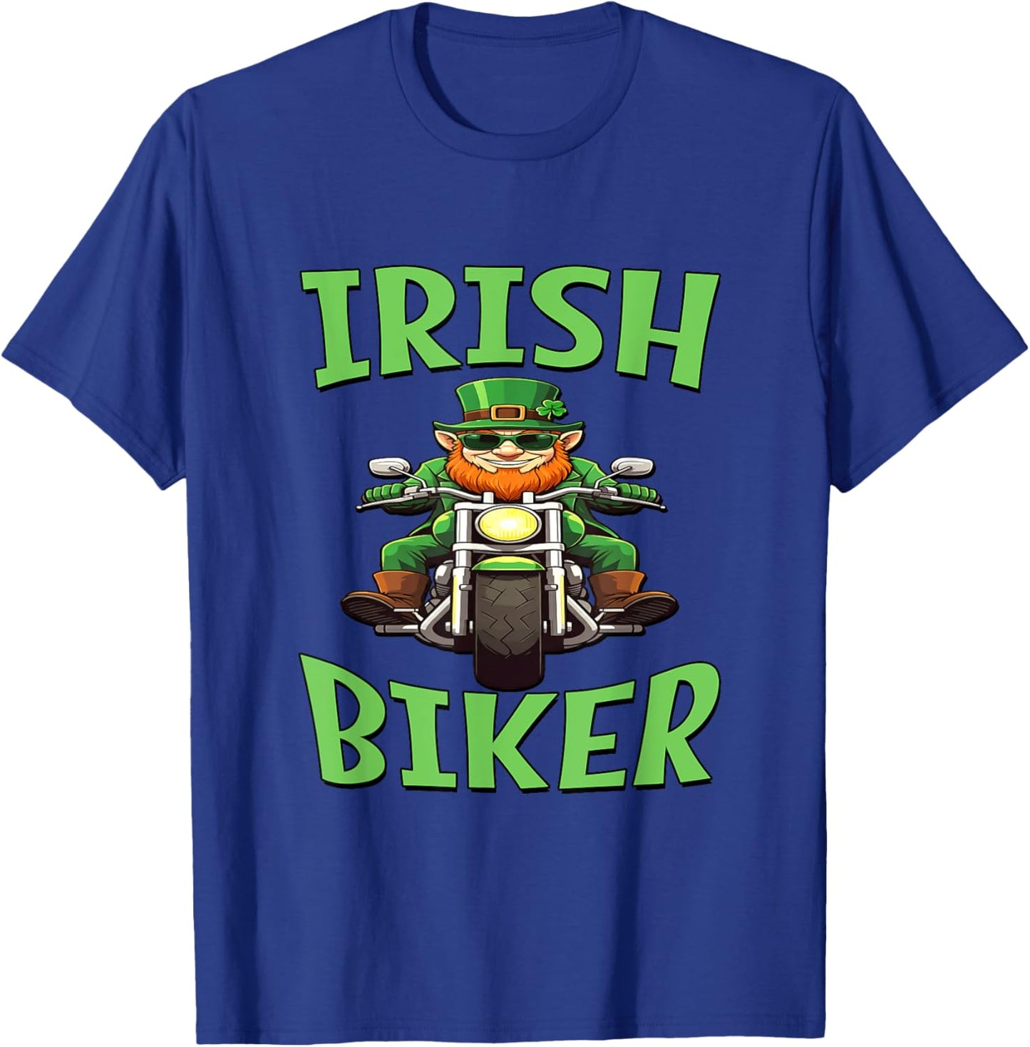 Irish Biker - Leprechaun On A Motorcycle T-Shirt - T-Shirt | Royal