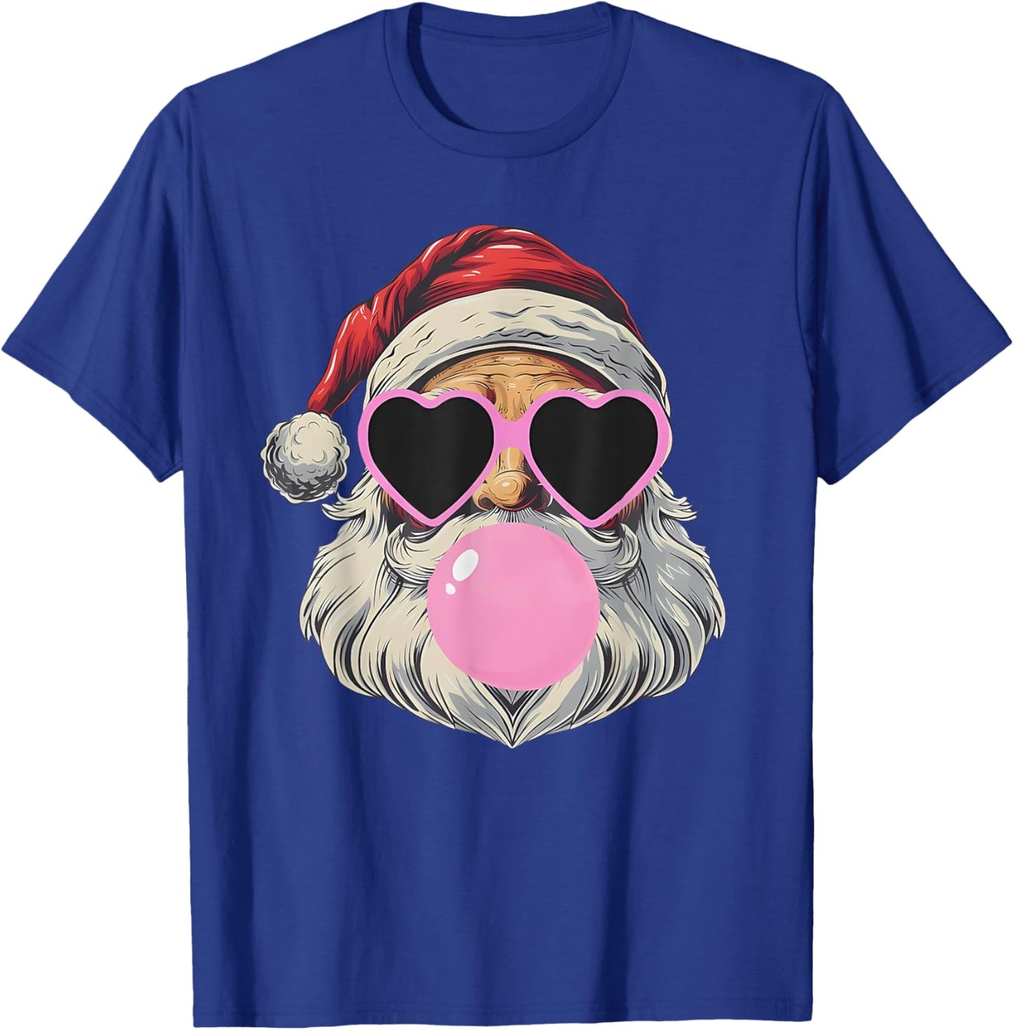 Retro Santa With Heart Glasses Bubblegum Christmas Girl Kids T-Shirt - T-Shirt | Royal