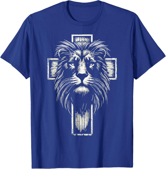 Christian Cross Lion of Judah T-Shirt - T-Shirt | Royal