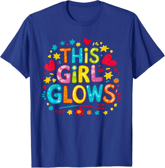 This Girl Glows & Girls Tie Dye 80s Themed Disco T-Shirt - T-Shirt | Royal