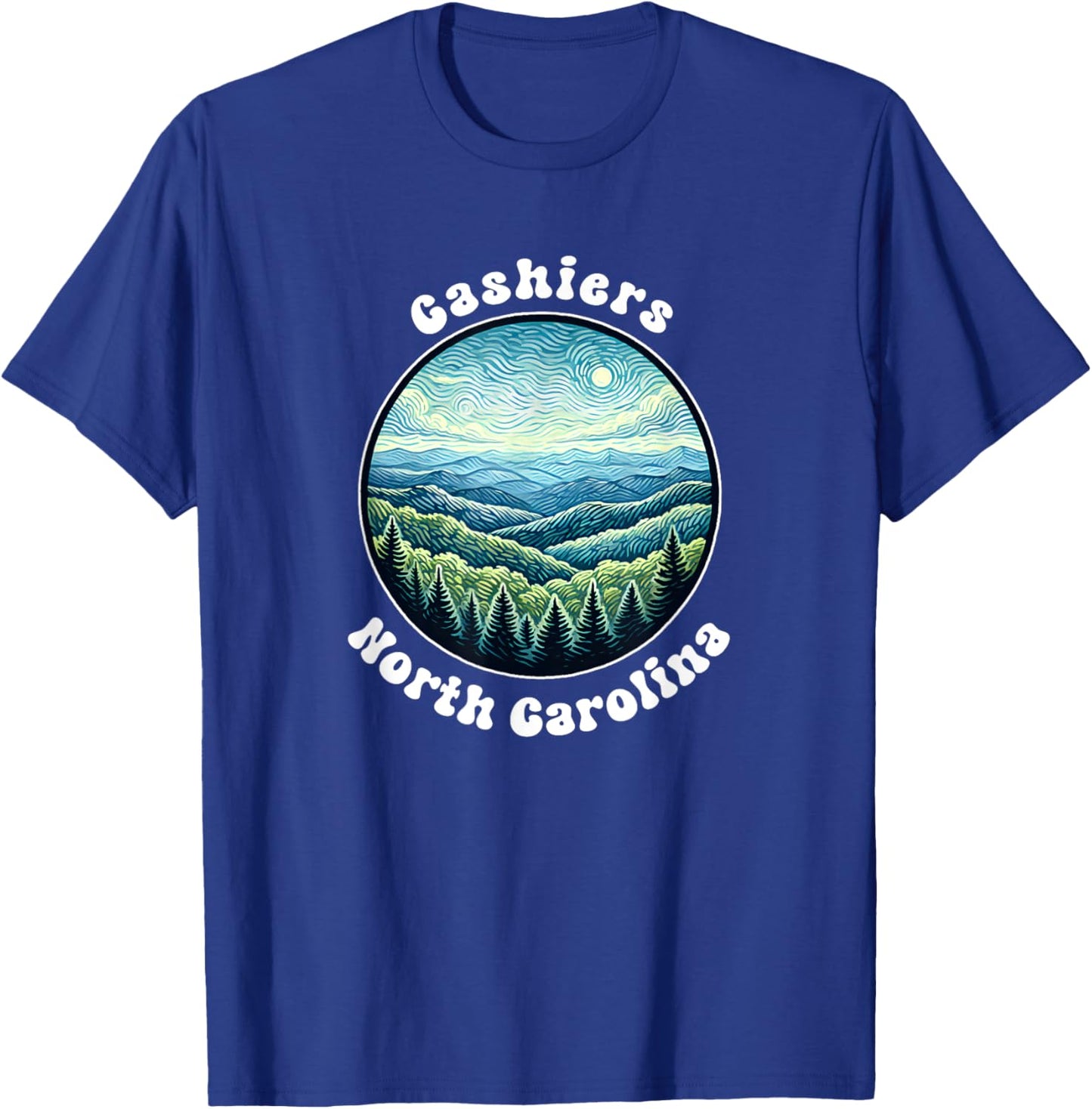 Cashiers North Carolina Mountains Forest Vacation Souvenir T-Shirt - T-Shirt | Royal