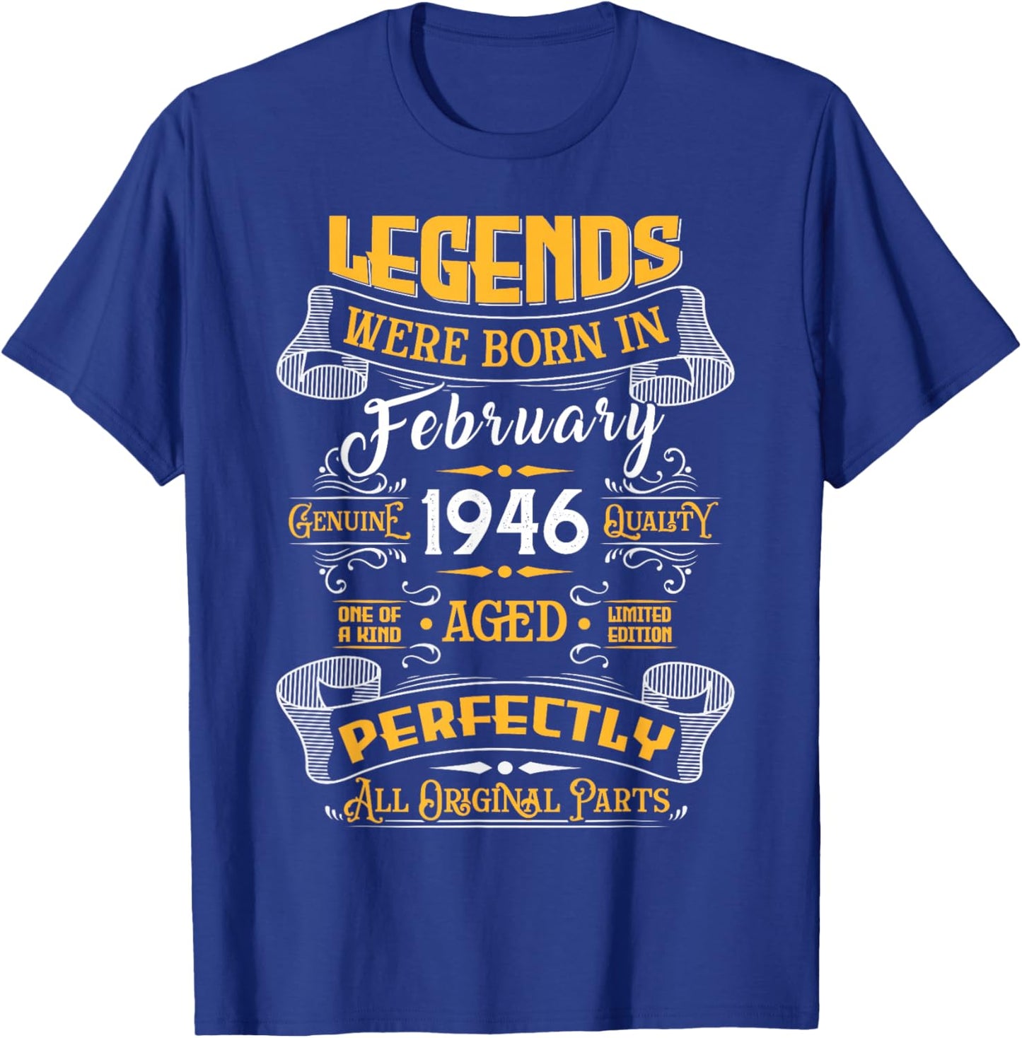 Legend February 1946 Vintage 80th Birthday Made in 1946 T-Shirt - T-Shirt | Royal