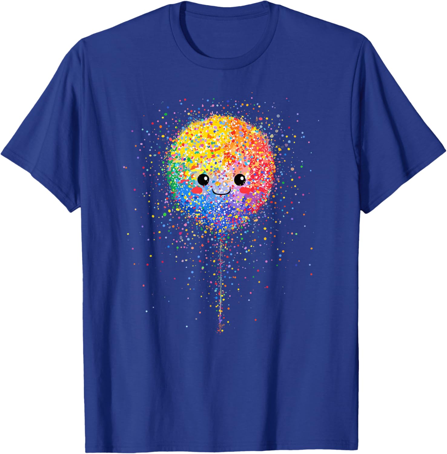 Cute Rainbow Confetti Balloon Happy Face Kids T-Shirt - T-Shirt | Royal