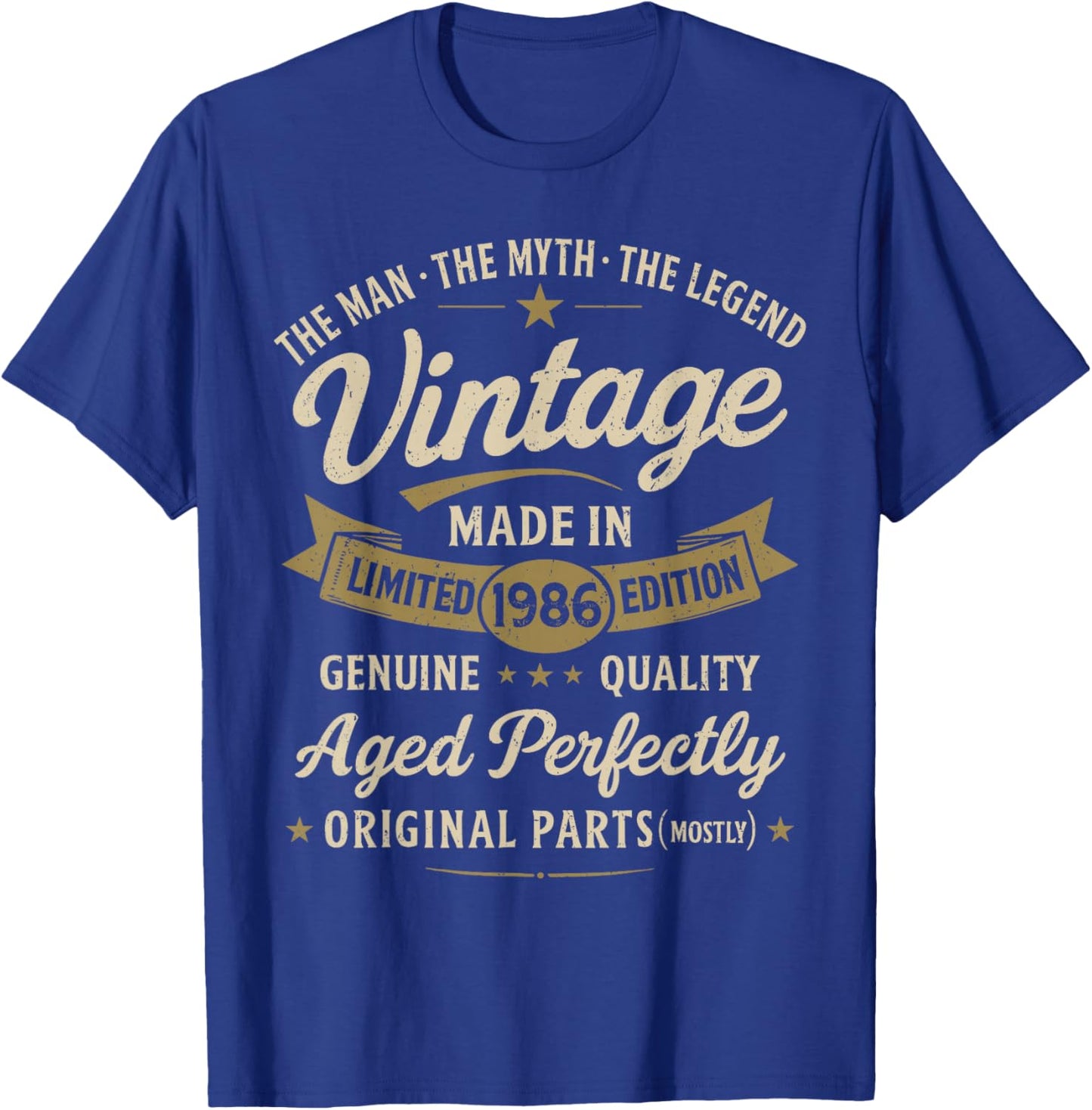40th Birthday Gift Vintage 1986 Men Funny 40 Years Old 1986 T-Shirt - T-Shirt | Royal