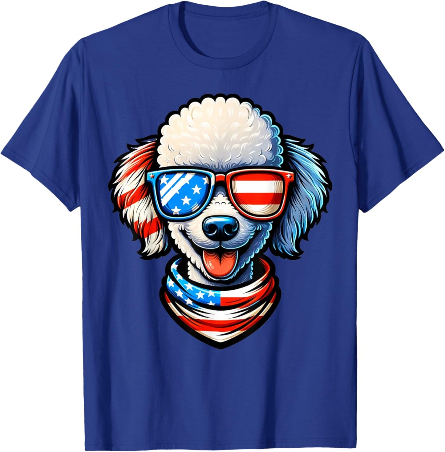 Poodle Dog Wearing USA Flag Sunglasses Patriotic 4th of July T-Shirt - T-Shirt | Royal