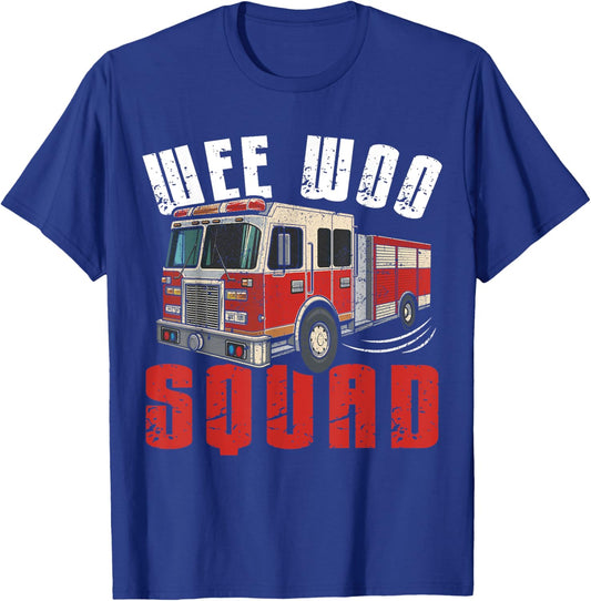 Wee Woo Squad Funny Firefighter Fire Truck Fireman Men Women T-Shirt - T-Shirt | Royal
