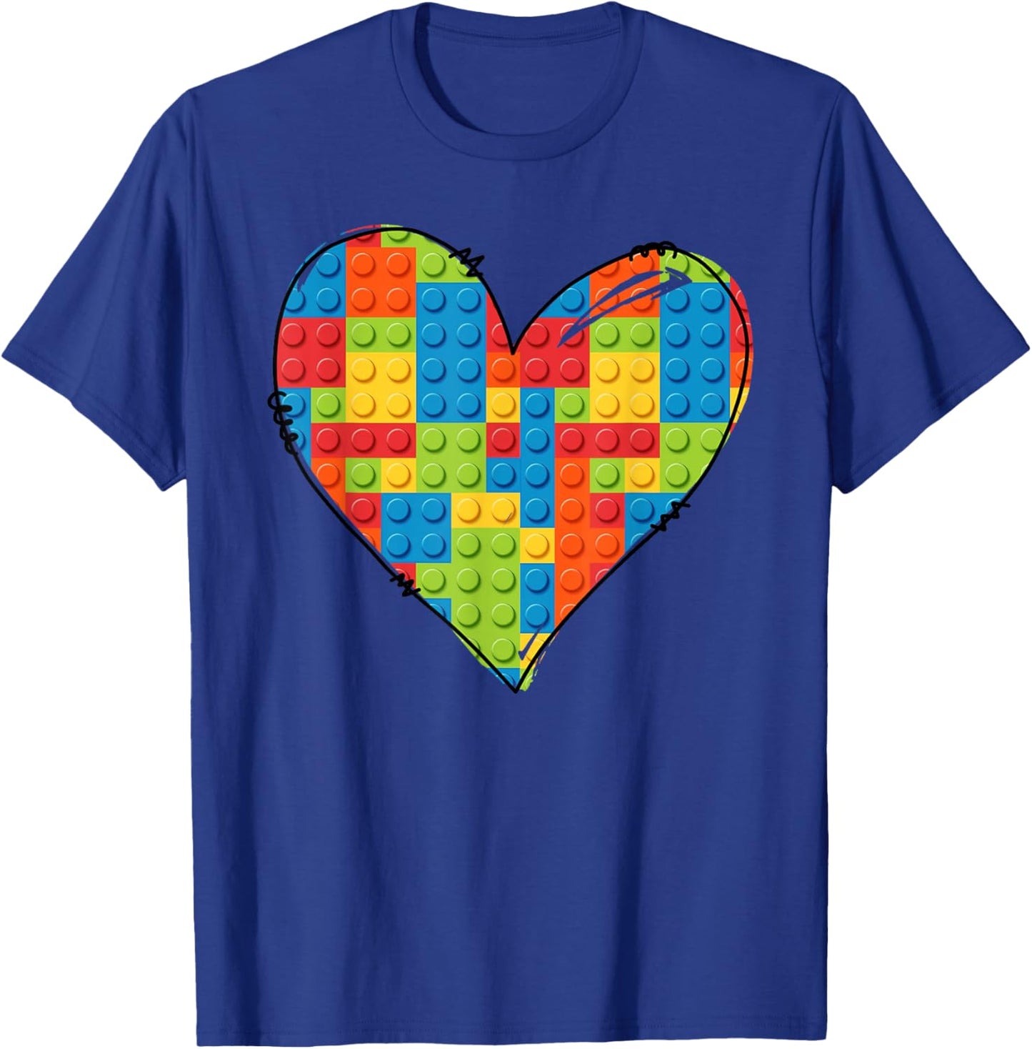 Brick Heart Valentines Day Block Building Master Builder T-Shirt - T-Shirt | Royal