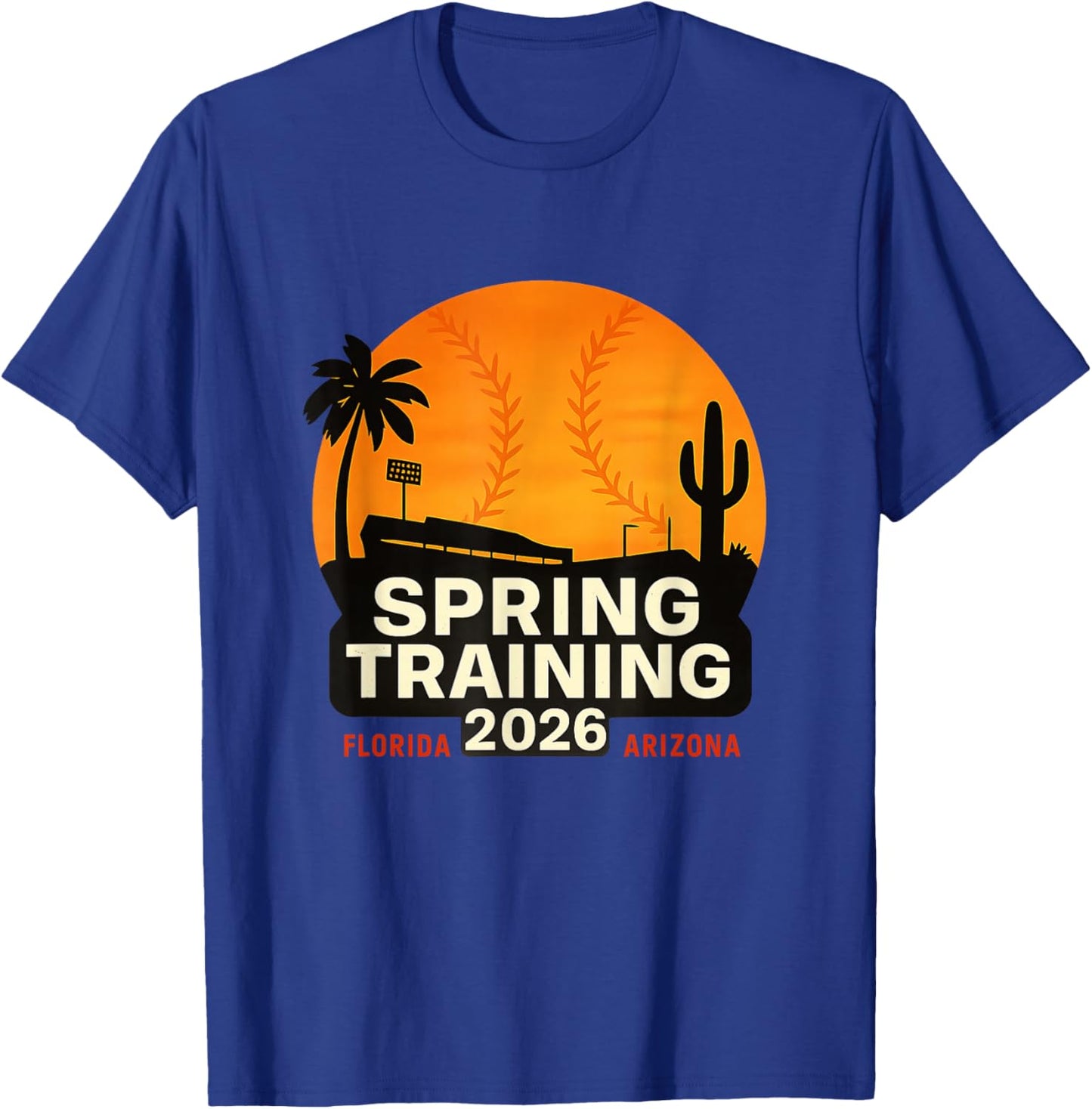 Spring Training 2026 Sunset Graphic Florida & Arizona Base T-Shirt - T-Shirt | Royal