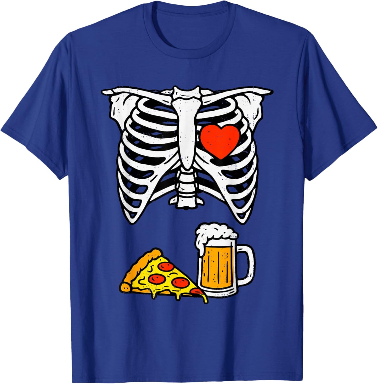 Funny Dad Skeleton Beer Pizza Halloween Costume Father T-Shirt - T-Shirt | Royal