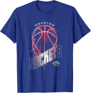 NBA Houston Rockets Lightning Bolt Basketball Logo T-Shirt - T-Shirt | Royal