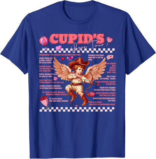 Vintage Cupids Love Tour Cowboy Cupid Funny Valentine's T-Shirt - T-Shirt | Royal