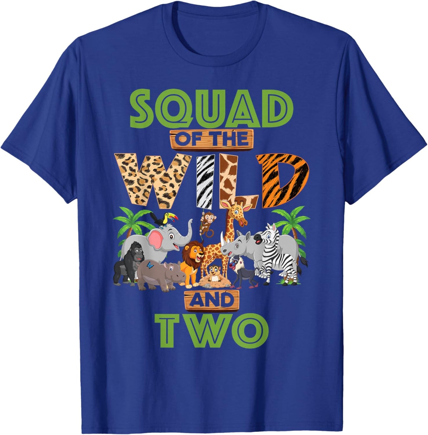 2nd Birthday Zoo Safari Jungle Squad Of The Wild and Two T-Shirt - T-Shirt | Royal