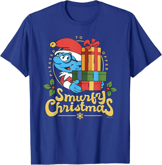 The Smurfs Smurfy Christmas With Brainy Smurf T-Shirt - T-Shirt | Royal