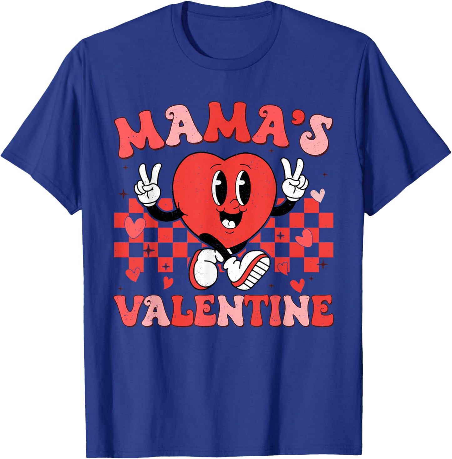 Retro Groovy Mama is My Valentine Cute Heart Boys Girls Kids T-Shirt - T-Shirt | Royal