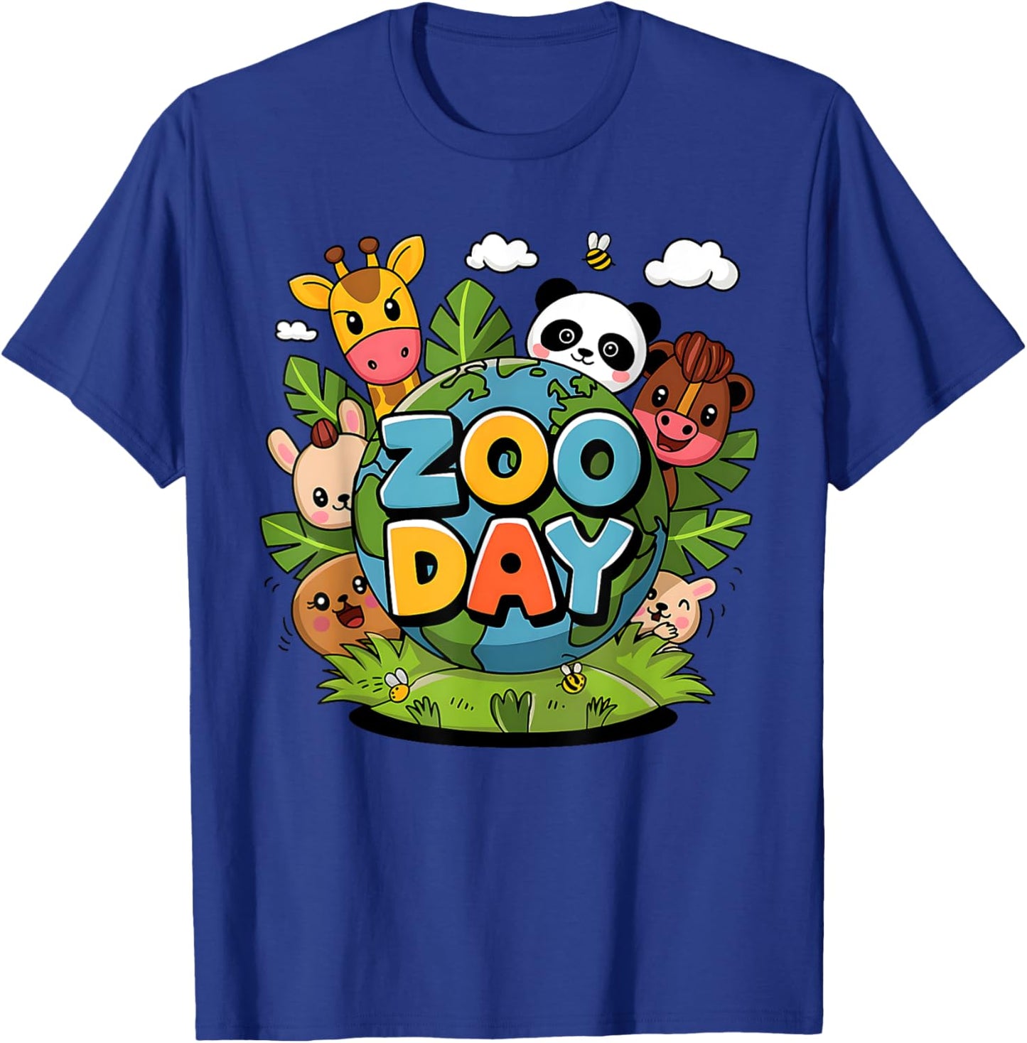 Men Women Kids Fun Zoo Day Wildlife Party Cute Animals Earth T-Shirt - T-Shirt | Royal