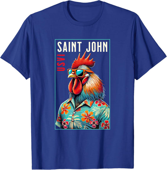 Saint John USVI Beach Chicken Rooster Lover T-Shirt - T-Shirt | Royal
