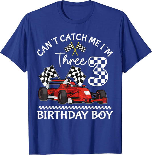 Can't Catch Me I'm Three Race Car Birthday Design Funny T-Shirt - T-Shirt | Royal