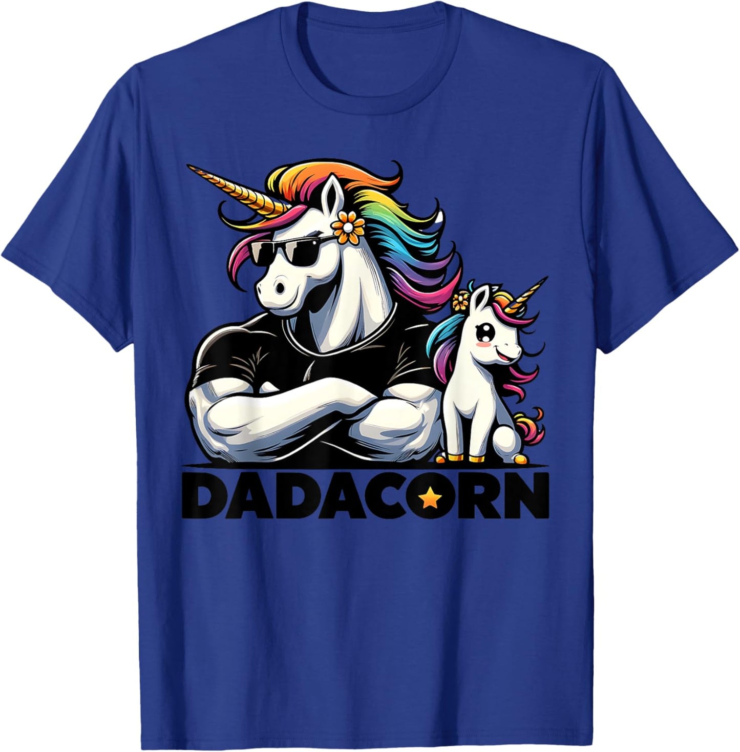 Dadacorn Unicorn Dad and Baby Unicorn, Father's Day Dadacorn T-Shirt - T-Shirt | Royal