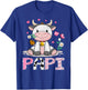 Papi Cute Cow Moo Farmer Birthday Family Matching T-Shirt - T-Shirt | Royal