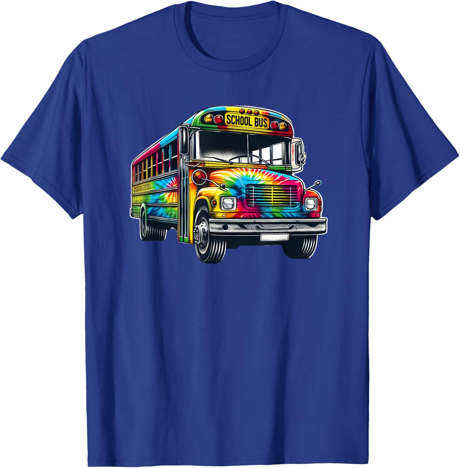 Cool Colorful Tie Dye School Bus Graphic Bus Driver Teacher Women Kids T-Shirt - T-Shirt | Royal