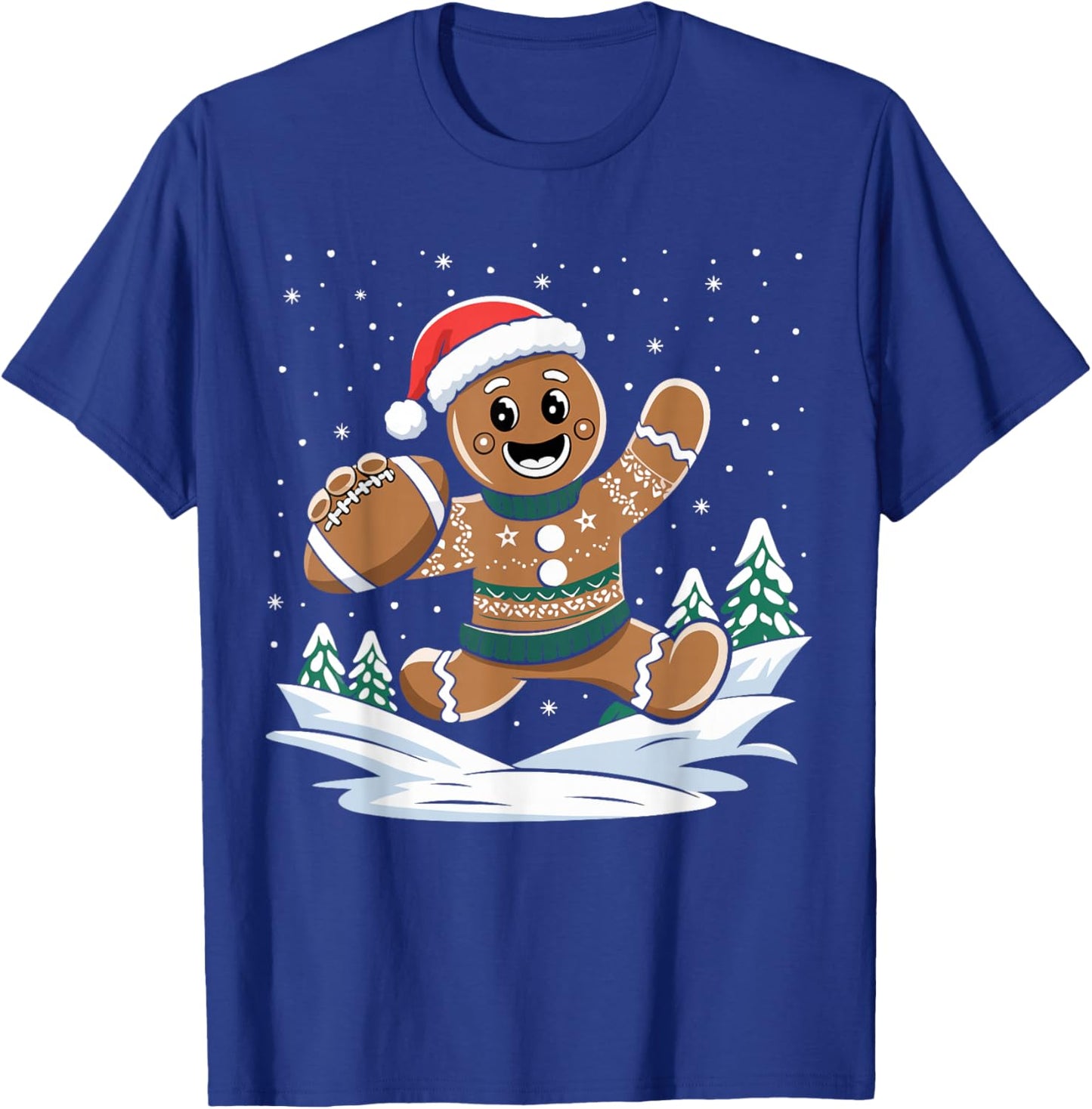 Gingerbread Man Football Ugly Christmas Pajamas Costume T-Shirt - T-Shirt | Royal