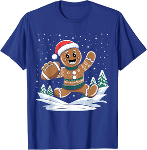 Gingerbread Man Football Ugly Christmas Pajamas Costume T-Shirt - T-Shirt | Royal