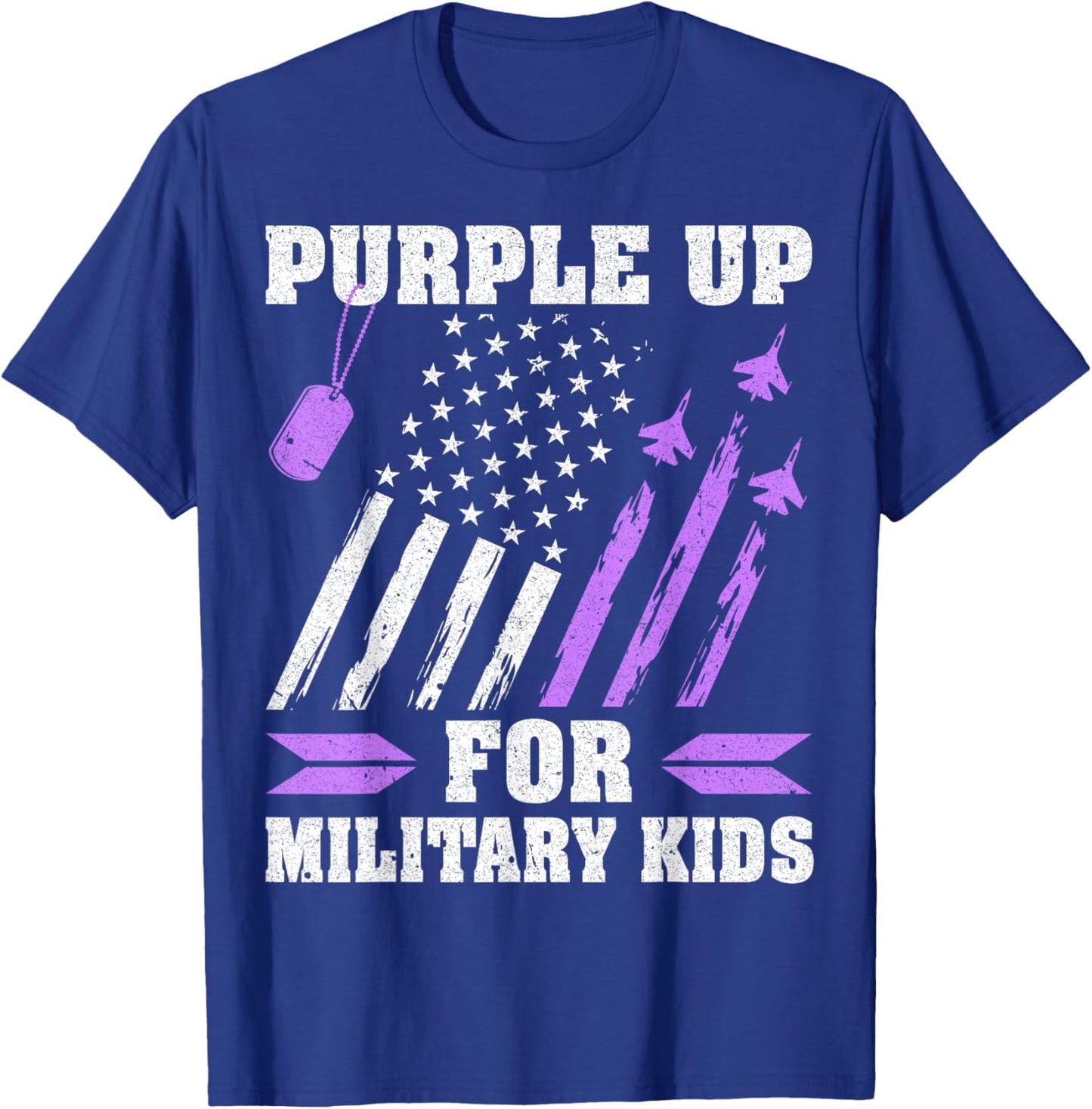 Purple Up for Military Kids Military Child Month USA Flag T-Shirt - T-Shirt | Royal
