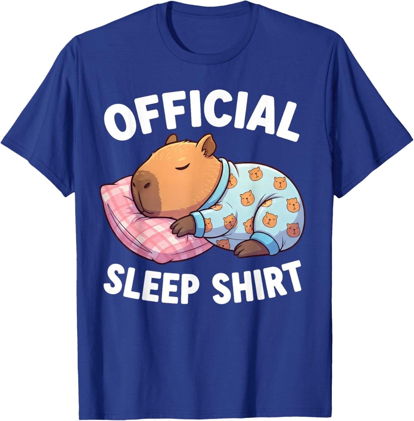 Cute Kawaii Sleeping Capybara Official Sleepshirt Nightgown T-Shirt - T-Shirt | Royal