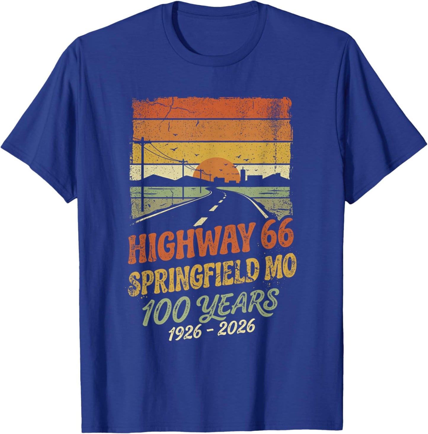 Vintage Highway 66 Springfield MO 100 Years Centennial T-Shirt - T-Shirt | Royal