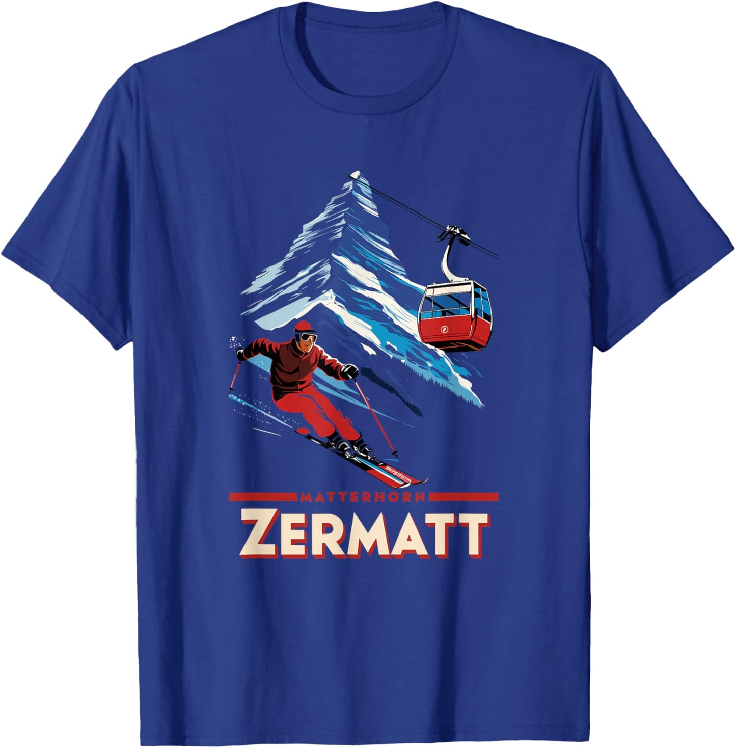 Matterhorn Ski Fun in Zermatt Alps Switzerland T-Shirt - T-Shirt | Royal