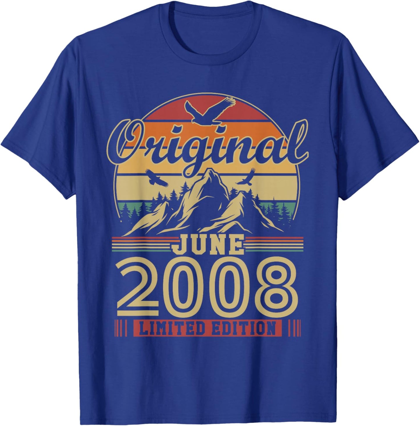 Vintage Cadeau Anniversaire 18 Ans pour Né en Juin 2008 T-Shirt - T-Shirt | Royal