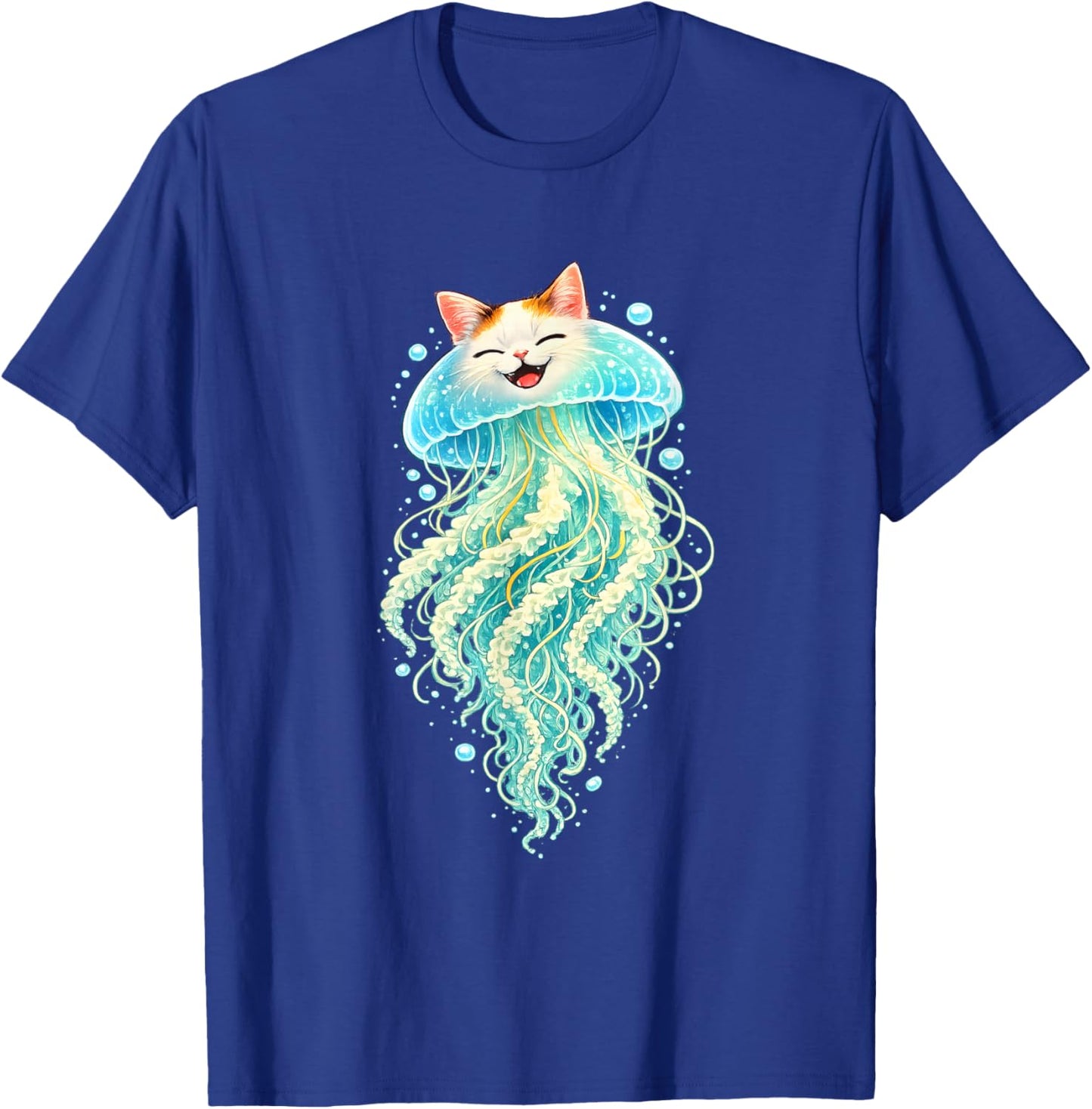 Jellyfish Cat Cute Surreal Ocean Cat Illustration T-Shirt - T-Shirt | Royal